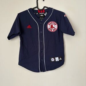 Adidas Kids Navy Blue Red Sox Jersey size 7 #15 Pedroia